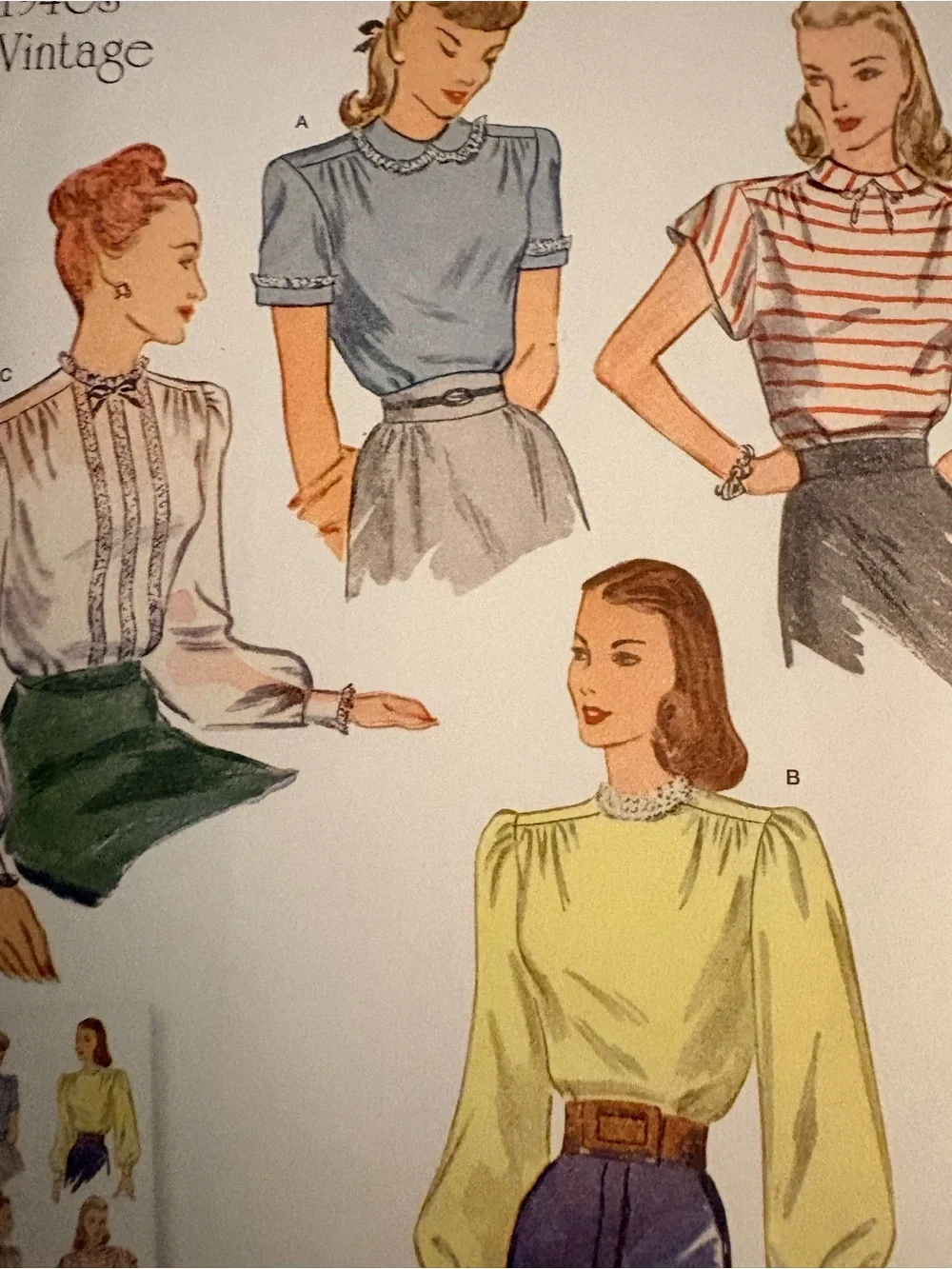 BN UNCUT SIMPLICITY 8736 U5 PLUS SIZE 1940'S VINTAGE BLOUSES SEWING PATTERNS